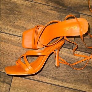 Elegant Orange Strappy Heels